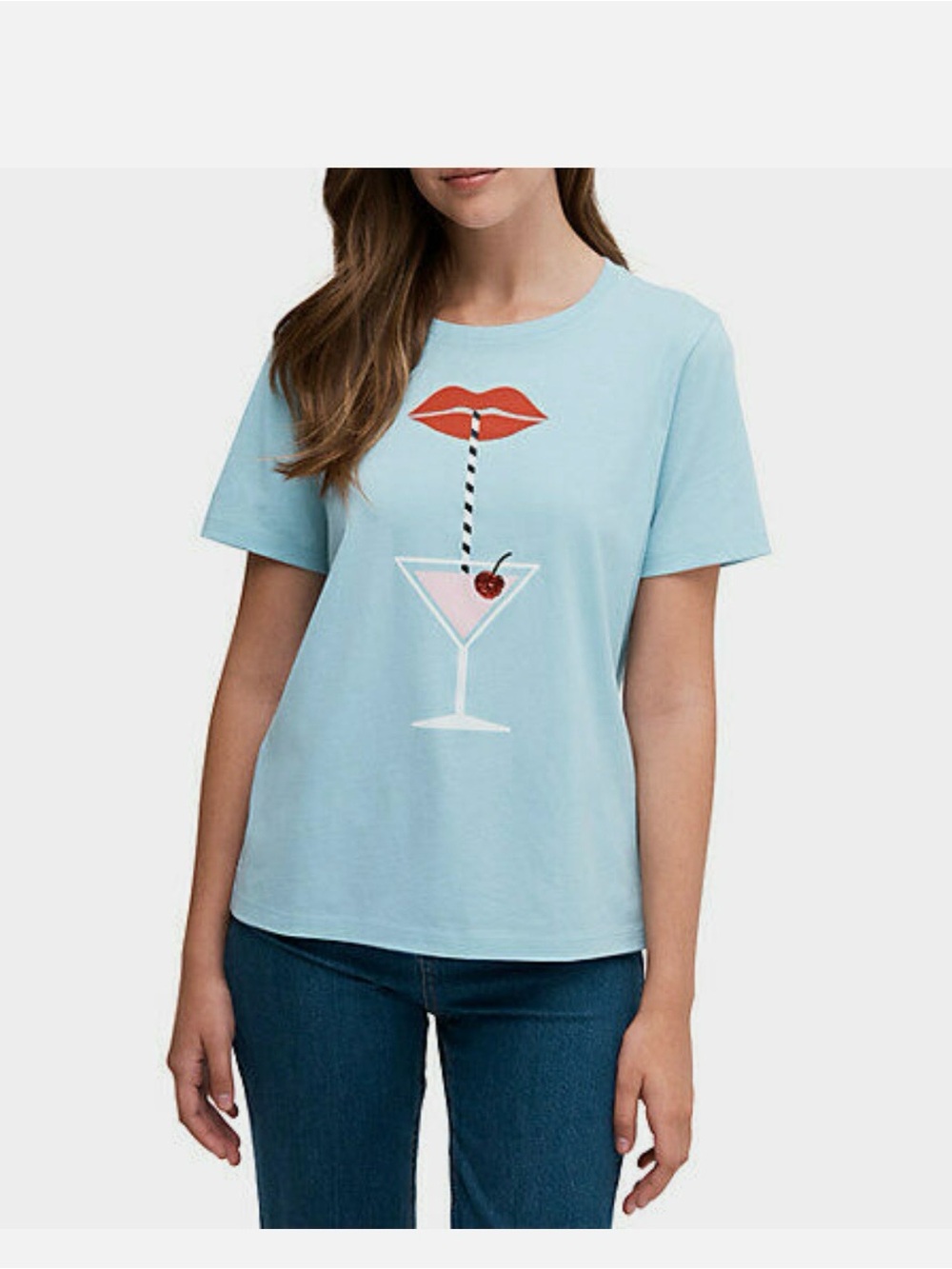 Kate Spade Women’s Light Blue Graphic Cocktail Tee